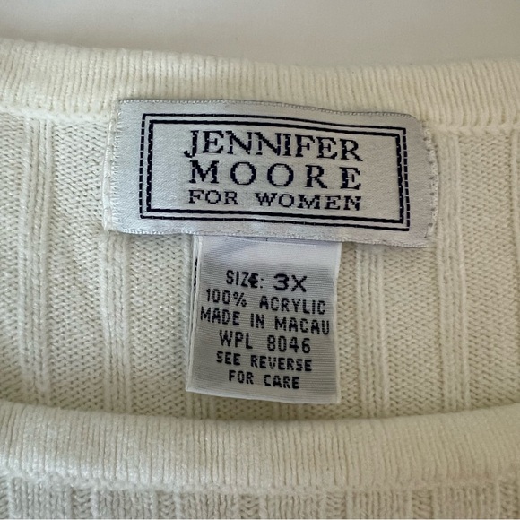 Jennifer Moore 2-in-1 Cardigan Sweater 3X Ivory Ribbed Attached Tank - Picture 4 of 6